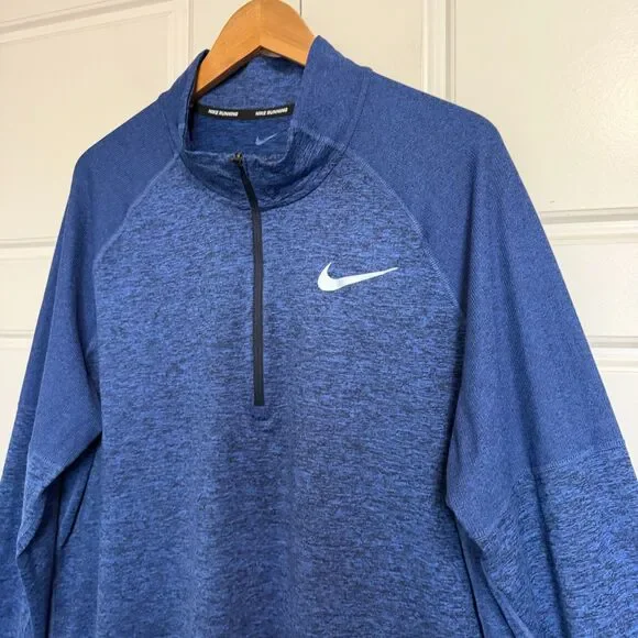 Nike Running Dri-Fit Pullover Mens XL Heather Blue Quarter Zip Long Sleeve Shirt - Picture 6 of 9